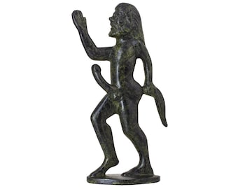 Satyr Solid Bronze Sculpture Ancient Greek Mythology Handmade Craft Statue 12cm
