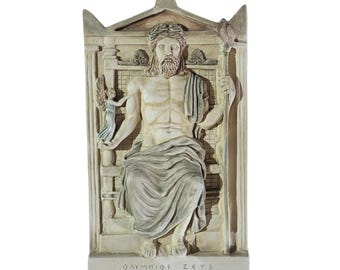 Olympian Zeus wall sculpture Greek Roman mythology plaster relief