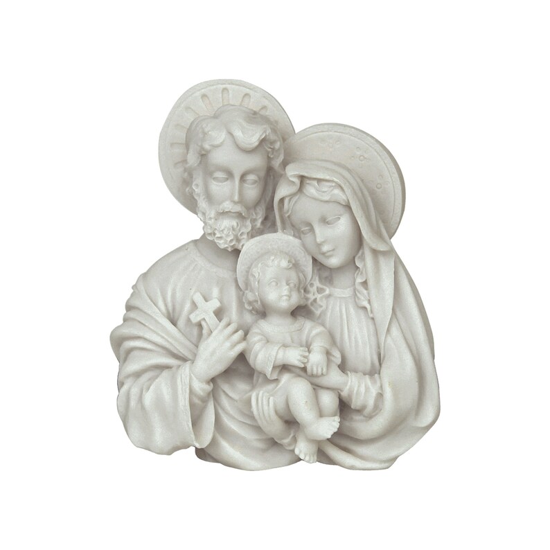 The Holy Family Alabaster Sculpture Orthodox Greek Handmade White