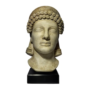 Kore Oud-Griekse Akropolis-buste op marmeren basis 9,45&quot;