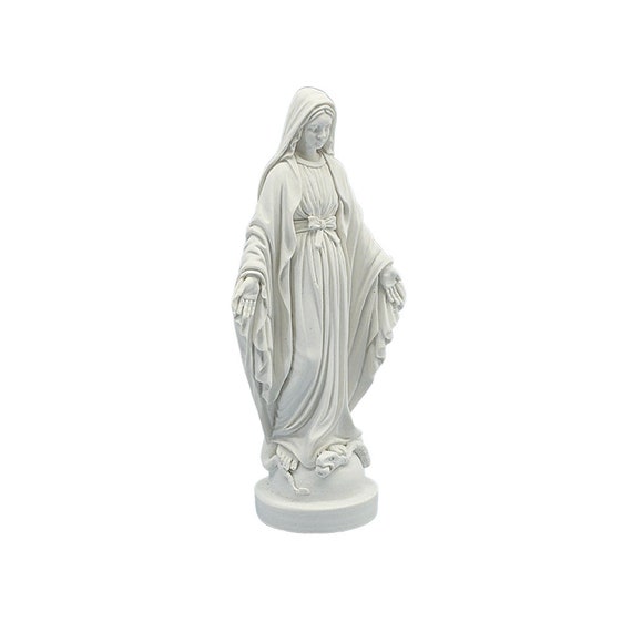 Virgin Mary Sculpture Marble Greek Handmade Religious Statue 16cm