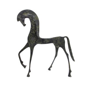 The Ancient Greek Horse of Mycenea with Bowed Head Bronze Sculpture Ancient Greek Roman Mythology Statue