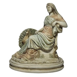 Hera Greek Goddess Statue Seated Plaster Sculpture With Patina Ancient Mythology Figure