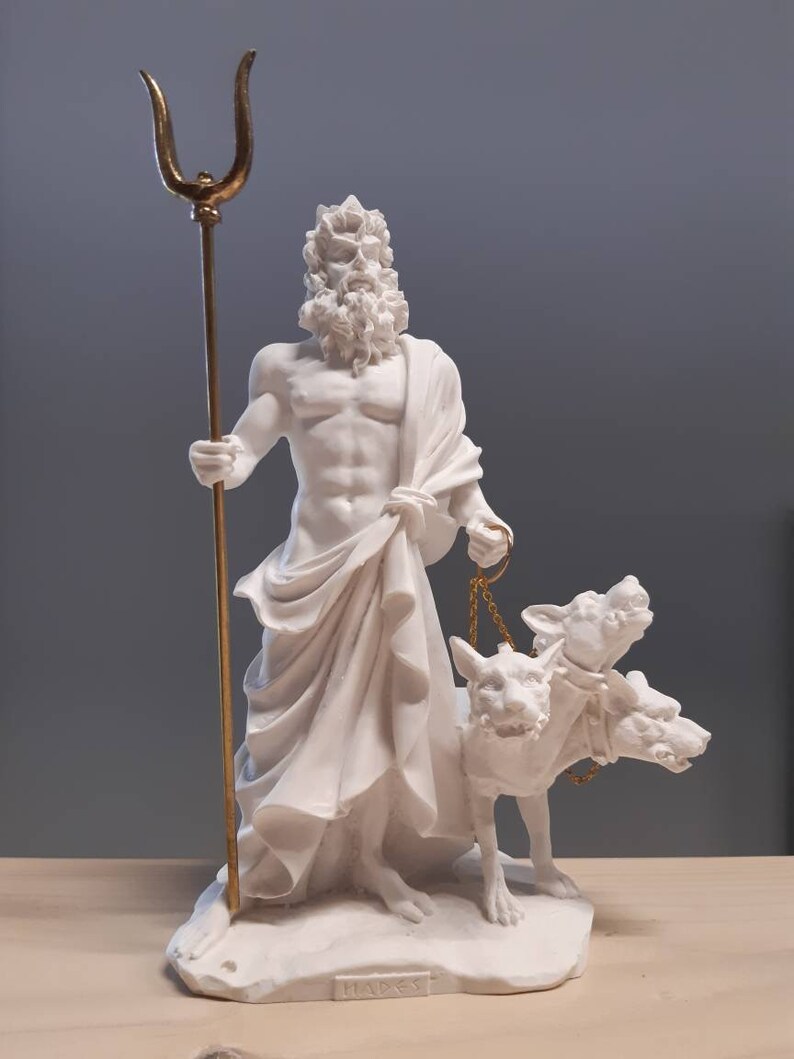 Hades with Cerberus Sculpture Greek Mythology God Marble Etsy