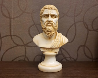 Plato Bust Statue Ancient Greek Philosopher Patina Sculpture 15cm