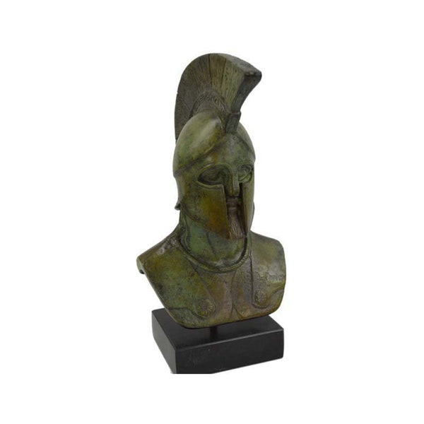 Leonidas Sculpture Spartan King Statue de tête de buste en albâtre faite à la main 17 cm