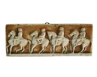 Greek Parthenon Frieze Small Wall Plaque Horsemen Relief Sculpture Plaster Art
