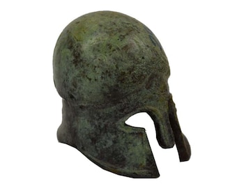 Corinthian Helmet Statue Ancient Greek Handmade Replica Bronze Sculpture 4cm