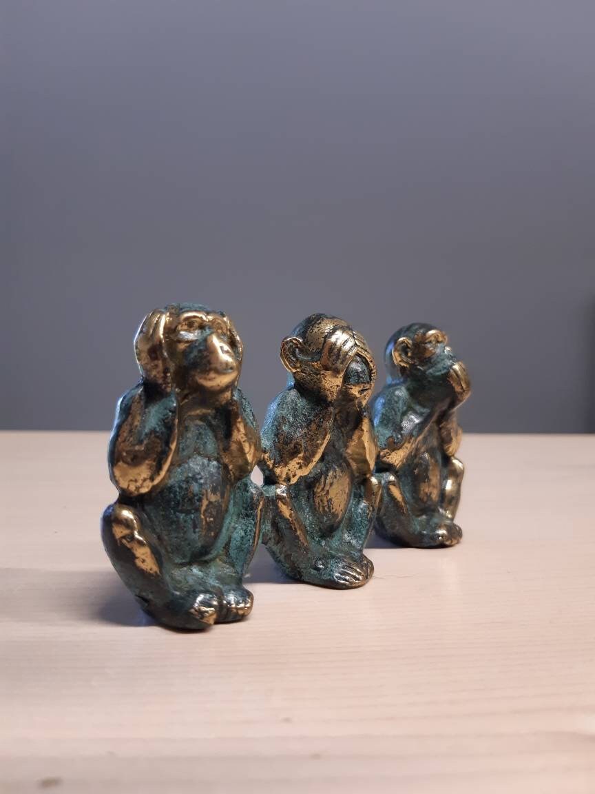 Three Monkeys Bronze Sculpture Greek handmade statue 310cm Etsy