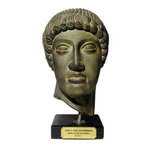 Apollo-hoofdsculptuur Olympia 457 v.Chr. Grieks-Romeinse mythologie buste met marmeren voet