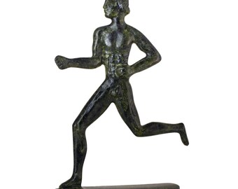 Ancient Greek Runner Bronze Statue Olympic Athlete Classical Sculpture