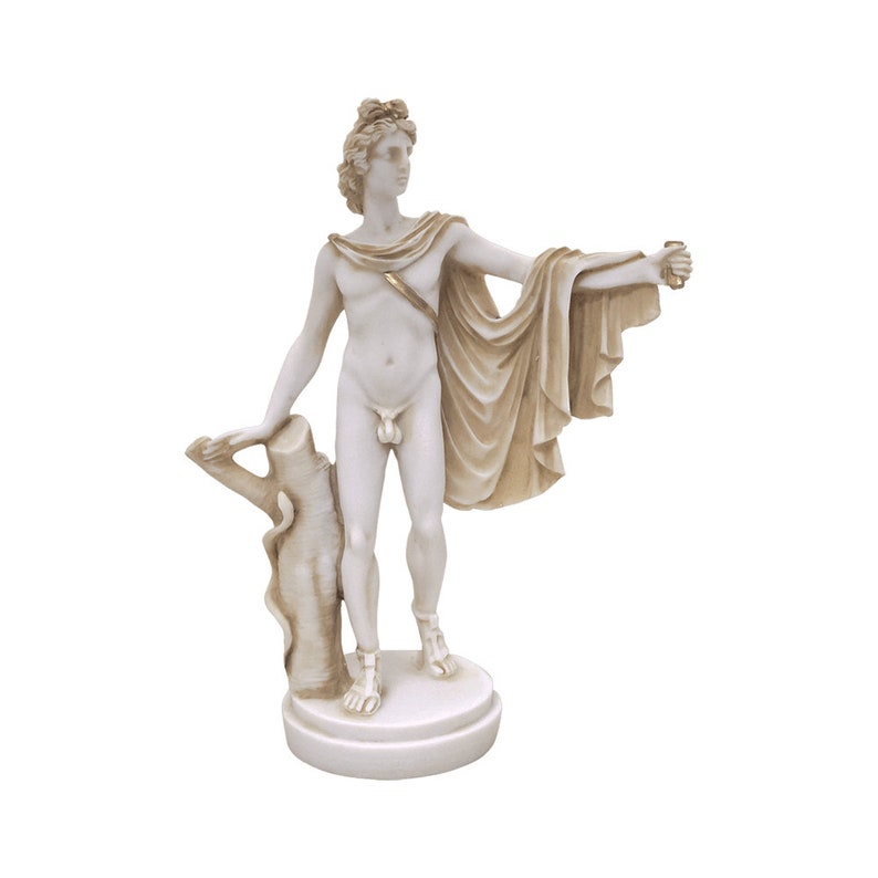 Greek Roman God Apollo Apollon Sculpture Handmade Alabaster Figure Statue 25cm image 1