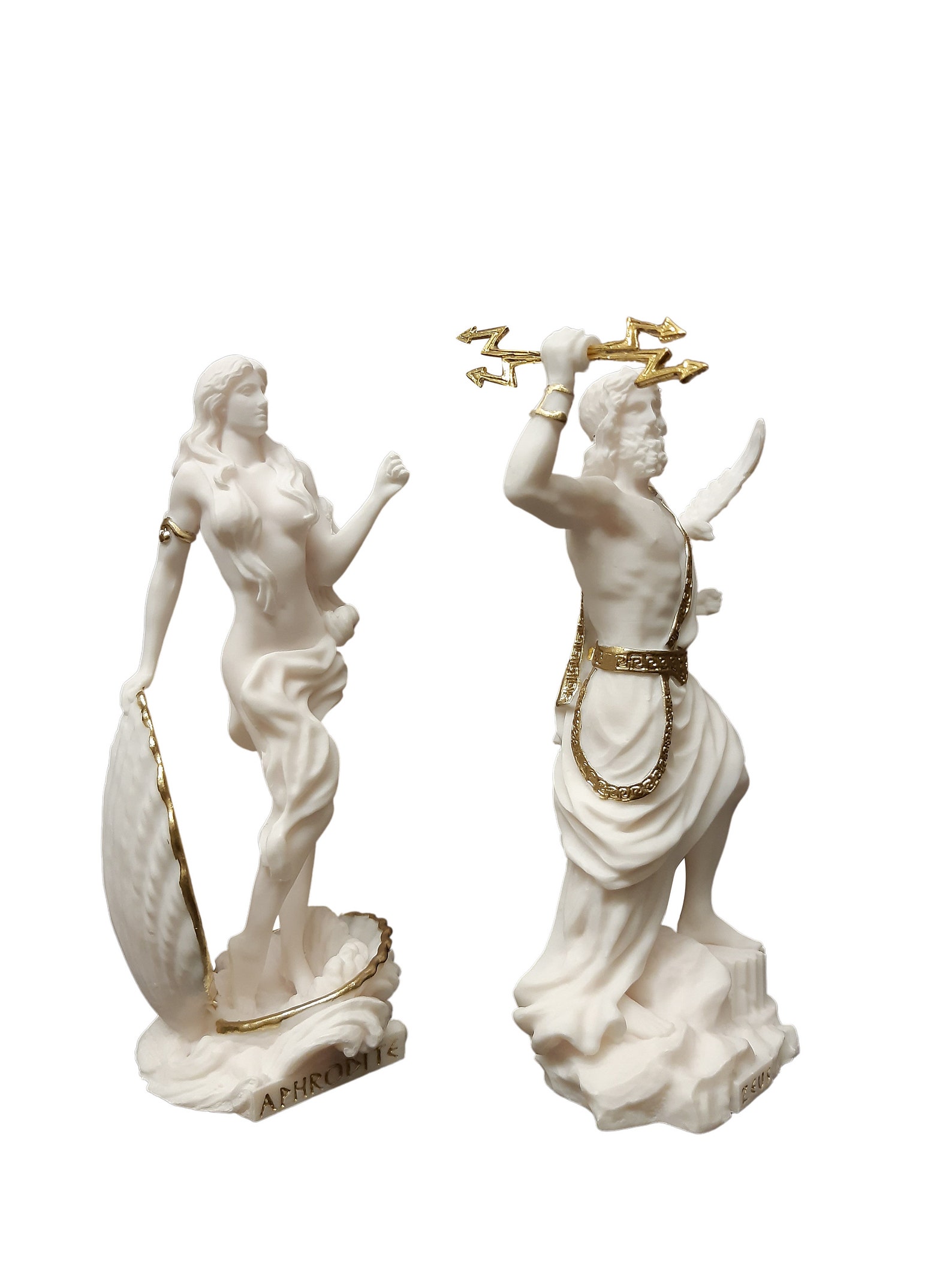 Set Zeus God Aphrodite Greek Roman Goddess Statues Alabaster Etsy