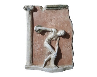 Youth Atlete Throwing The Discus (Discobolus) Wall Plaque Relief Sculpture 21cm