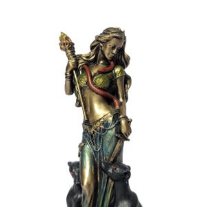 Mini Hecate Goddess Bronze color statue 9cm