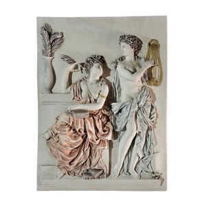 Greek Muses Wall Relief Clio Erato Lyre Handmade Sculpture Mythological Art