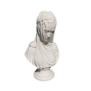 Veiled maiden woman Bust Head Marble Statue Sculpture