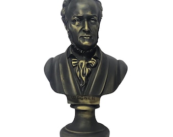 Busto de Wagner, escultura de alabastro con acabado negro, figura de compositor, icono de la música alemana