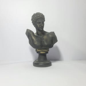 Hermes Mercury God Bust Head Statue vintage Black Gold color statue 15.50cm