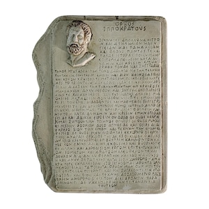 Hippocrates Oath Wall Sculpture Ancient Greek Doctor Relief Handmade Medical Art