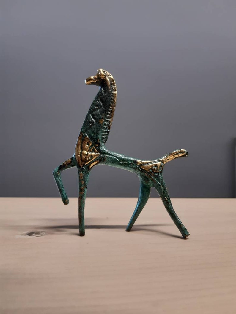 Art Collectibles Ancient Greek Bronze Horse Sculpture Handmade Statue 8cm Sculpture