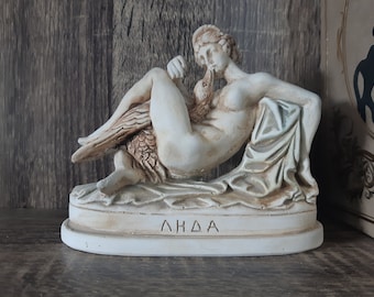 Leda Statue and the Swan Ancient Greek Mythology Handmade Sculpture 14cm