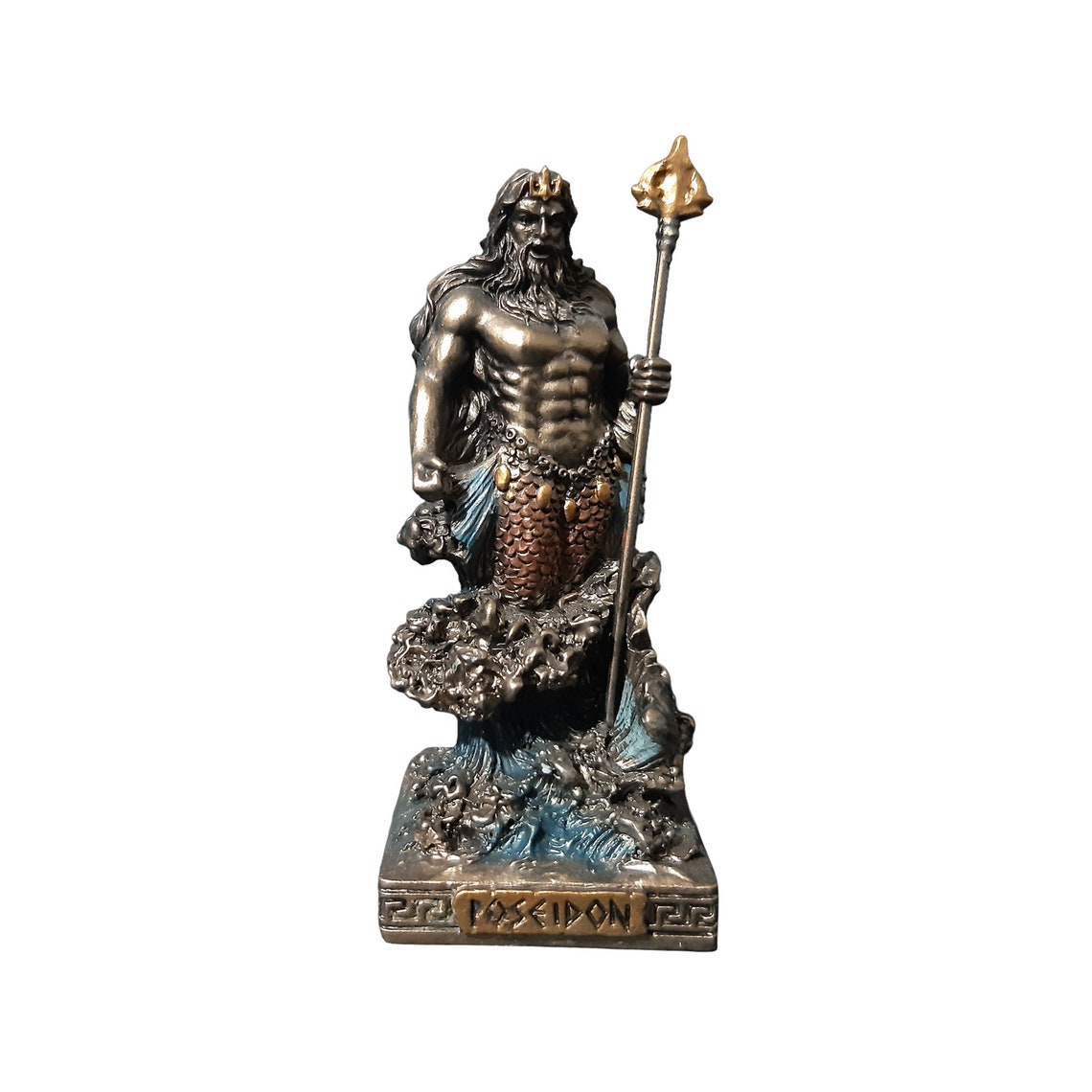 Poseidon Greek Roman God Mini Statue Sculpture 9cm Etsy