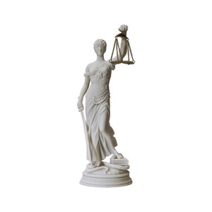 7.48" - Themis Goddess Statue - Blind Lady - Goddess of Justice - Greek Handmade Alabaster Sculpture