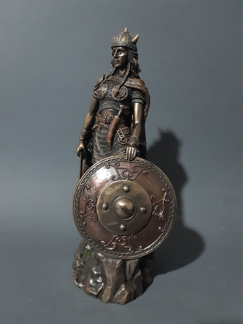 Viking woman warrior Statue Bronze Mythology Sculpture 26cm Etsy