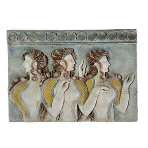 Knossos Blue Ladies Wall Relief Minoan Art Plaster Fresco Panel