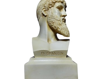 Busto de Poseidón Estatua Dios Pátina Escultura 12 cm