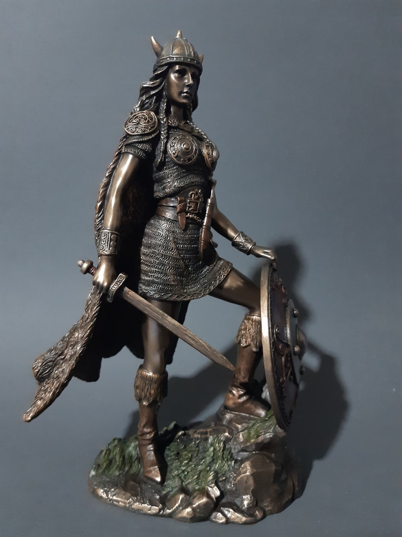 Viking woman warrior Statue Bronze Mythology Sculpture 26cm Etsy