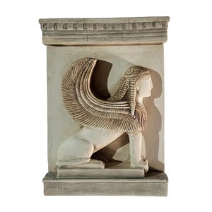 Ancient Greek sphinx wall sculpture plaster relief mythological decor handmade