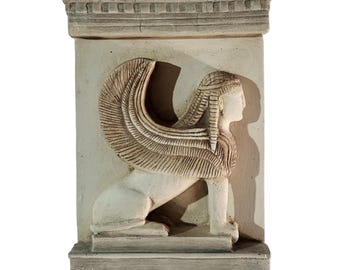 Ancient Greek sphinx wall sculpture plaster relief mythological decor handmade