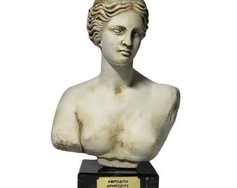 Aphrodite Bust Sculpture Greek Goddess Venus Plaster Statue Ancient Replica 7.28"