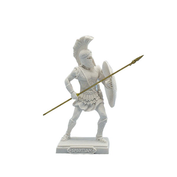 Sculpture spartiate, guerrier, mythologie romaine grecque, statue faite main en marbre, 16 cm