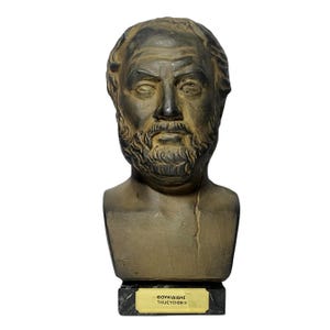 Thucydides-bustebeeldhouwwerk Grieks historicus standbeeld met marmeren voet Replica uit het oude Griekenland