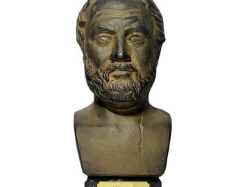 Busto de Tucídides, estatua del historiador griego con base de mármol, réplica de la antigua Grecia