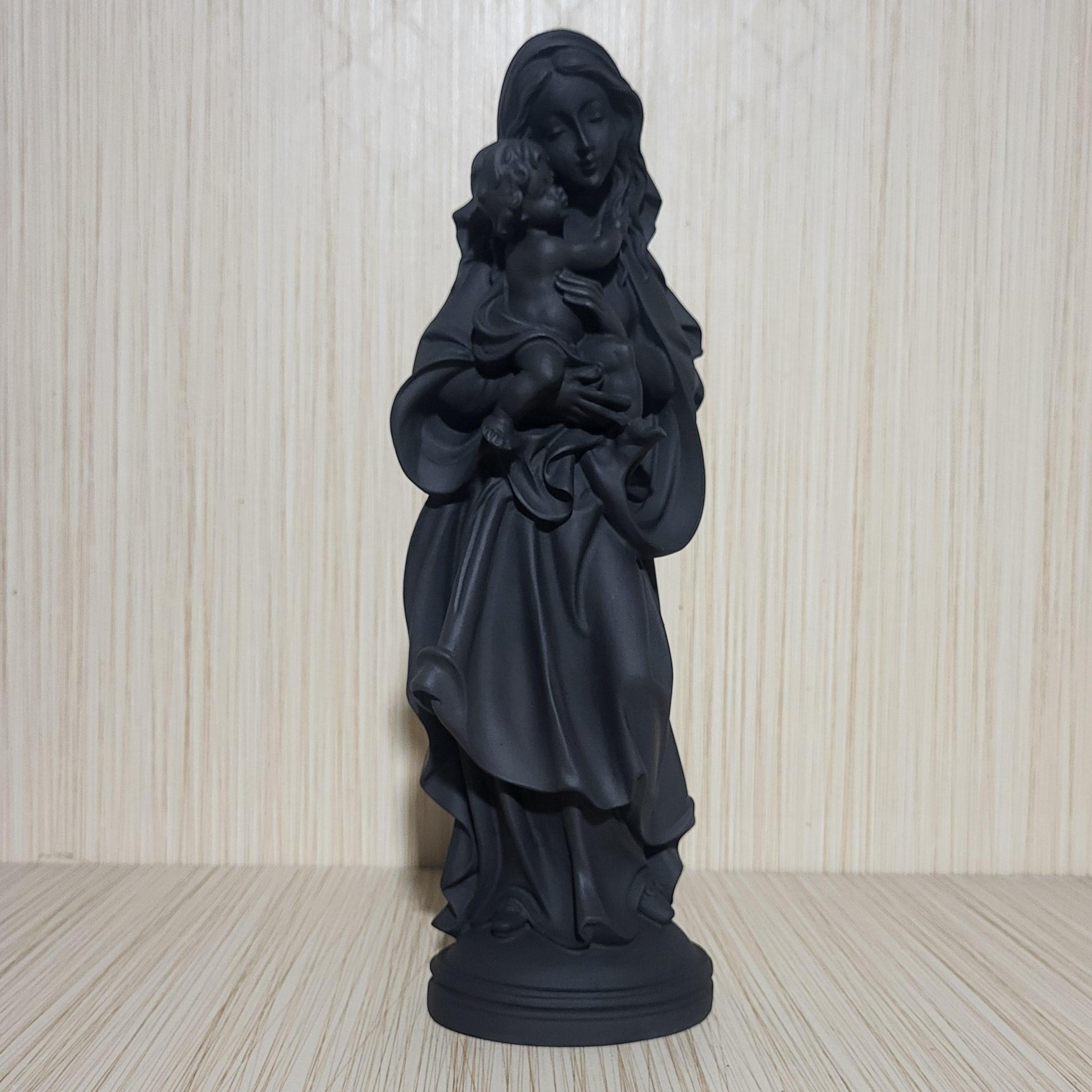 Virgin Mary Mother Statue Madona Black Color Religious Sculpture 28cm ...