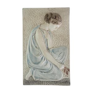 Greek Nymph Relief Wall Art Stucco Sculpture Plaster Panel Handmade in Greece
