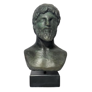 Asclepius Bust Sculpture God of Medicine Ancient Greek Plaster Figurine Statue 7.48&quot;