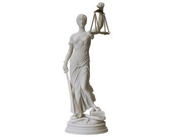 10.24" - Statue de la déesse Thémis - Dame aveugle - Déesse de la justice - Sculpture grecque en albâtre faite à la main