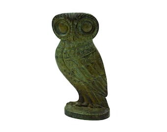Athena's Owl Solid Bronze Statue Museum Quality Unique Sculpture 10cm