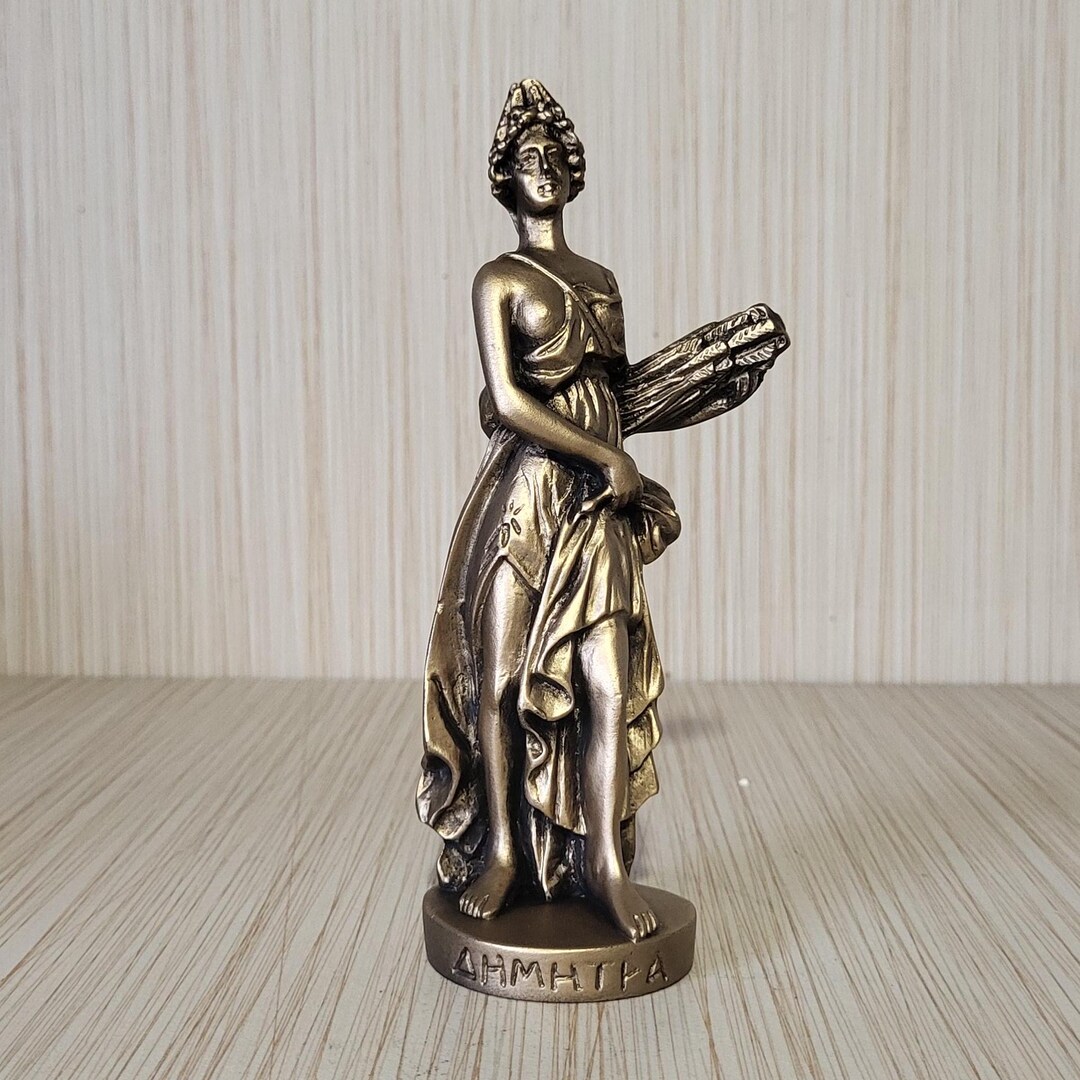 Demeter Goddess Statue Handmade Alabaster Bronze Color Sculpture 16cm ...