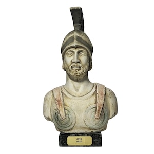 Ares Greek God Bust Sculpture Mars Warrior Statue Plaster Ancient Replica 8.66&quot;