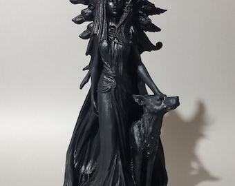 Hecate Goddess vintage Black color statue 25cm Repainted original veronese