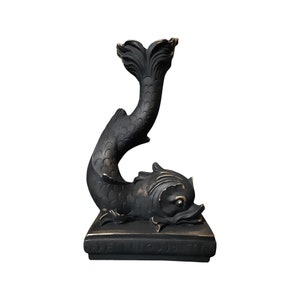 Dolphin candlestick statue made of alabaster