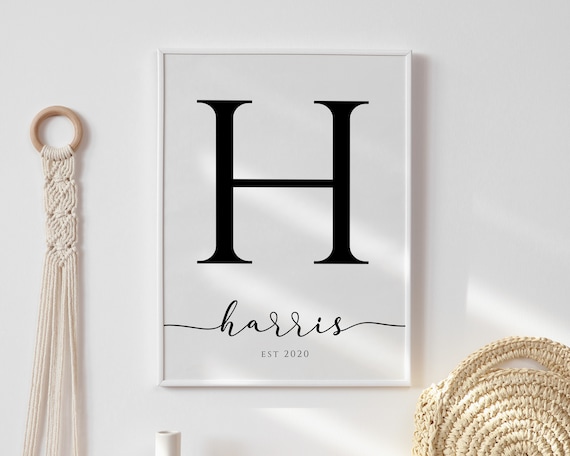 Family Name Print Family Established Monogram Letter Sign Custom Last ...