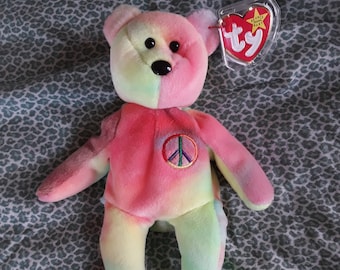 1996 Peace Bear Beanie Baby Neuwertig Zustand