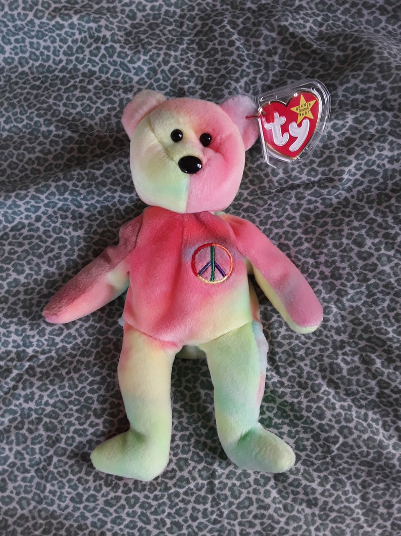 1996 Peace Bear Beanie Baby Mint Condition image 1